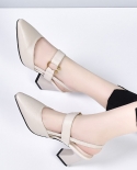 2022 Spring Hollow Coarse Sandals High Heeled Shallow Mouth Pointed Pumps Shoes Women Female  High Heels Large Size Muje