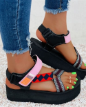 Ins Brand New Female Sandals Mixed Color Hook Loop Platform Cool Sandals Women Rome Retro Casual Leisure Women Shoes