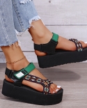 Ins Brand New Female Sandals Mixed Color Hook Loop Platform Cool Sandals Women Rome Retro Casual Leisure Women Shoes