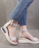 2022 Summer Shoes Women Wedges Heels Sandals Young Ladies Casual Sandals Open Toe Black White Shoes Wedge Heel