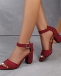 Women Pumpssandals Summer Open Toe High Heelslow Block Heel Shoes Gladiator Ankle Strap High Gladiator Sandals  Wedges H