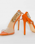 Women Sandals Summer  Square Toe Crystal Chain Transparent Shoes Plus Size Women Party Footwear Ladies Pumps 2022 Hot