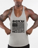 Bodybuilding Stringer Tank Top Cotton Gym Sleeveless Shirt Mens Fitness Y Back Vest Summer Singlet Sportswear Workout Ta