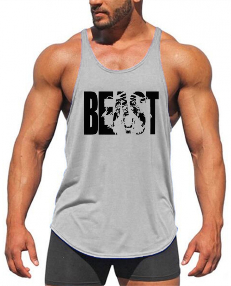 New Brand Fitness Clothing Bodybuilding Stringer Tank Top Mens Cotton Curved Hem Sleeveless Shirt Workout Gyms Vest Man 