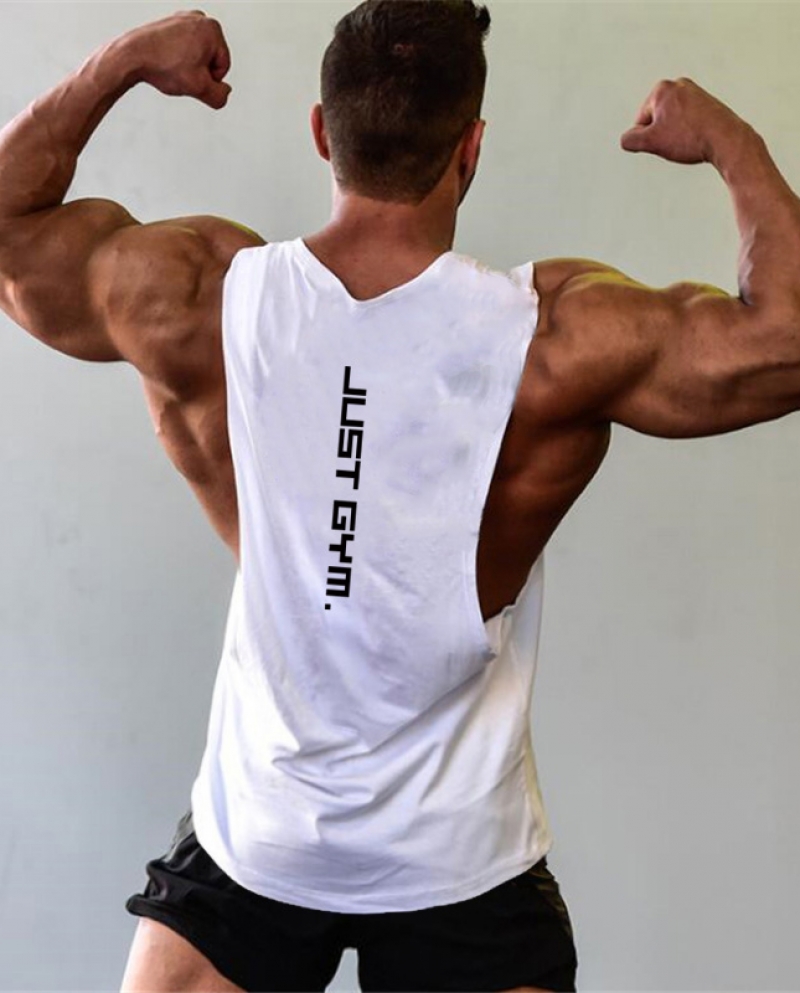 Brand Just Gym Clothing Fitness Mens Sides Cut Off T Shirts Dropped Armholes Bodybuilding Tank Tops Workout Sleeveless V