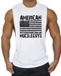  Flag Design Fitness Men Tank Top Bodybuilding Gyms Clothing Sporting Wear Vest Muscle Stringer Cotton Undershirt