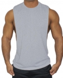 Bodybuilding Stringer Tank Top Men Cotton Gym Clothing Mens Fitness Low Cut Vest Summer Sleeveless Sportswear Workout Ta