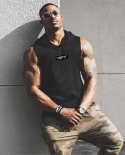 Brand Gym Clothing Mens Bodybuilding Hooded Tank Top Cotton Sleeveless Vest Sweatshirt Fitness Workout Sportswear Tops M