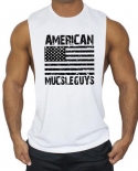  Flag Design Fitness Men Tank Top Bodybuilding Gym Clothing Sporting Wear Vest Muscle Stringer Cotton Undershirttank Top