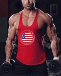 Newest Brand Gym Clothing Bodybuilding And Fitness Tank Top Men Cotton Us Flag Sleeveless Shirt Vest Mens Undershirt Siz