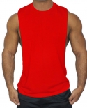 Summer New Plain Mens Gym Tank Tops Low Cut Vest  Mens Tops Tees Fitness And Bodybuilding Singlet Tanktop Sportwear