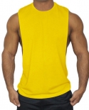 Summer New Plain Mens Gym Tank Tops Low Cut Vest  Mens Tops Tees Fitness And Bodybuilding Singlet Tanktop Sportwear