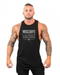Mens Fitness Loose Gym Vest Fashion Casual O Neck Breathable Cotton Solid Undershirts Male Bodybuilding Stringer Tank T