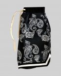 Summer  New Mens And Womens Cropped Shorts Casual Mini Stretch Straight Rope Cashew Flower Loose Sport Trend Beach Pan