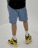 شورت جينز شورت بشعار عالي الشعبية للرجال صيفي فضفاض كبير الحجم غير رسمي موضة كبيرة الحجم 5 Pantscasual