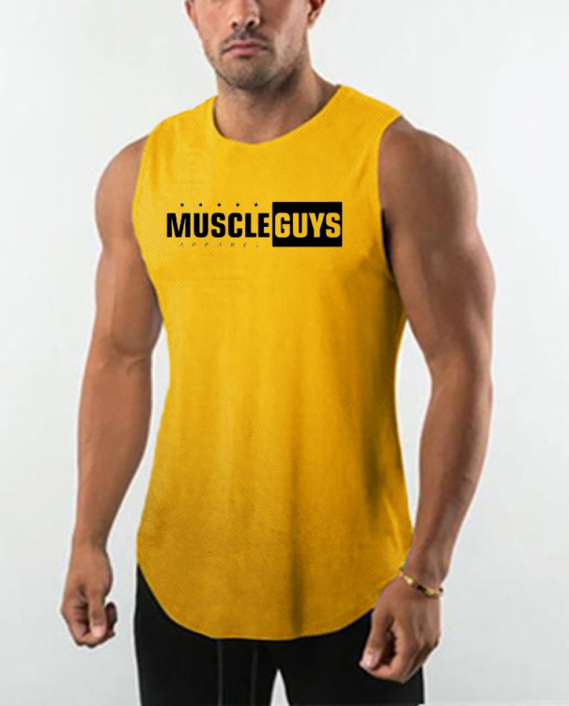 Mens Bodybuilding Tanktop Summer New Tide Youth Fitness Sleeveless T Shirt Mesh Undershirt Personality Muscle Vest Gym 