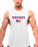 Muscleguys  Flag Design Fitness Men Tank Top Bodybuilding Gyms Clothing Sportwear Vest Muscle Stringer Cotton Undershirt
