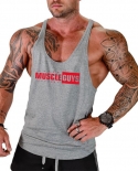 Muscleguys Bodybuilding Stringer Tank Top Men Y Back Singlets Gym Clothing Fitness Men Cotton Undershirt Muscle Sleevele