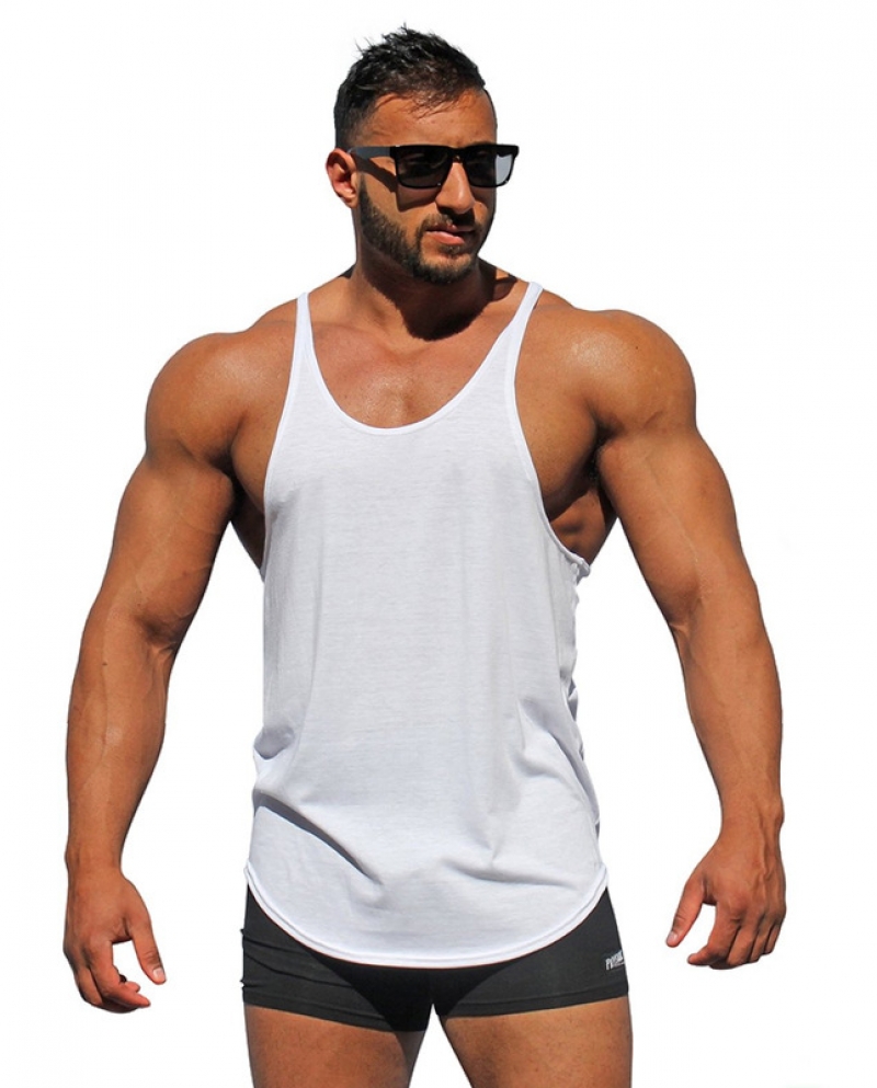 Muscleguys Bodybuilding Stringer Tank Tops Men Blank Vest Solid Color Gyms Singlets Fitness Undershirt Men Vest Sleevele