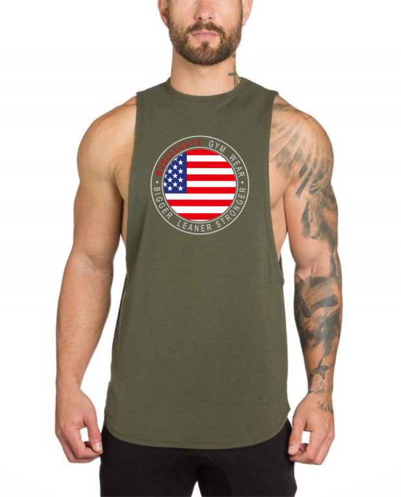 العلامة التجارية الجديدة الصيف قميص بلا أكمام رجالي سترة رياضية الملابس الولايات المتحدة الأمريكية تصميم العلم تانك القمم تجريب 