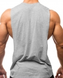 Summer Mens Gym Tank Tops Low Cut Sleeveless Vest  Mens Tops Tees Fitness Clothing Bodybuilding Singlet Tanktop Sports