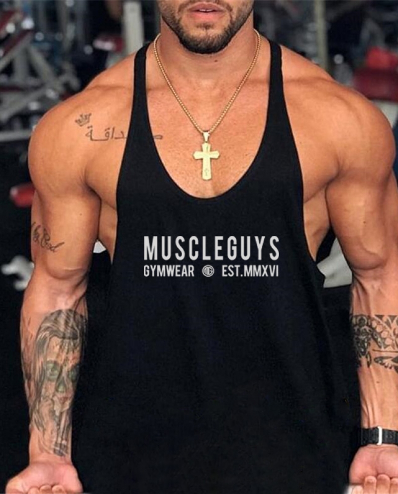 Summer Gym Vest Men Bodybuilding Stringer Tank Tops Fashion Mens Gym Clothing Loose Y Back Fitness Sleeveless Shirts  Ta
