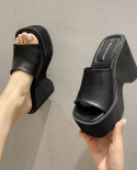 2022 Summer Chunky Platform Woman Mules Shoes Slides Platform Wedges Leisure Comfy Outdoor Slippers Woman Beach Shoes