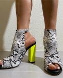 Women Summer 105cm High Heels Strappy Sandals Lady Gladiator Fetish Block Heels Neon Sandles Girl Serpentine Peep Toe S