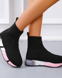 2022 Brand Uni Socks Shoes Breathable High Top Women Shoes Flats Fashion Sneakers Stretch Fabric Casual Slip On Ladies S
