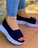 Fashion Shoes Women Platform Sandals Stretch Fabric Summer Womens Shoes Comfort Walking Ladies Sandalias Female Casual 