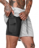 Mens 2 In 1 Workout Running Shorts With Liner Fitted Lightweight Gym Training Sports Short Pants With Zipper Pockets Qu