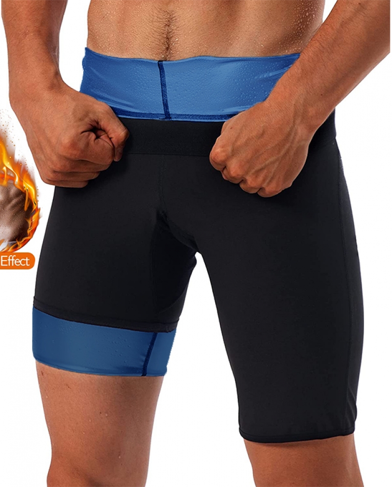 US$25.27-Sauna Sweat Shorts For Men Hot Thermo Leggings Tight Mid Pants  Polymer Fitness Body Shaper Sauna Mesh Crotch Workout Sha-Description