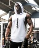 New Brand Summer Mens Fit Sleeveless Hoodie Bodybuilding Gym Tank Tops Loose Workout Sleeveless Shirt Hoody Top Male  T