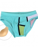  Low Waist Mens Swimwear Nylon Patchwork Quick Dry Bathing Suit Fashion Male Beach Swim Briefs Pouch Pad Push Up Swimsui