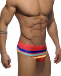 New Striped Swimsuit  Low Waist Mens Pad Push Up Swimwear Sunga Mayo Breathable Swim Briefs Male Sport Beach Surfing Tru