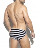 Traje de baño a rayas para hombre de cintura baja traje de baño de verano deporte playa Pad Push Up Swim Briefs moda hombre Mayo