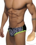  Low Waist Swim Briefs Men Leopard Bathing Suit Summer Quick Dry Pad Push Up Swimwear Fashion Male Sport Beach Surf Trun