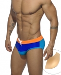  Low Waist Patchwork Swim Briefs Nylon Mens Bathing Suit Summer Quick Dry Pad Push Up Swimwear Male Sport Beach Surf Tru