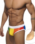 Summer Rainbow Men Swim Briefs Pad Push Up Bathing Suit  Low Waist Quick Dry Swimwear Fashion Male Sport Beach Surf Trun