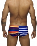  Swimwear Mens Low Waist Bathing Suit Summer Pad Push Up Sport Beach Colorful Striped Briefs Fashion Male Surfing Swimsu