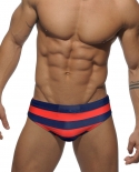  Men Striped Swimwear Summer Low Waist Bathing Suit Bulge Pad Beach Swimsuit Fashion Male Sport Homme Surfing Swim Brief