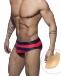  Men Striped Swimwear Summer Low Waist Bathing Suit Bulge Pad Beach Swimsuit Fashion Male Sport Homme Surfing Swim Brief