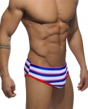 Summer Mens Swim Briefs  Striped Ultra Low Waist Swimwear Quick Dry Bathing Suit Fashion Male Pad Push Beach Surfing Tru