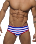 Summer Mens Swim Briefs  Striped Ultra Low Waist Swimwear Quick Dry Bathing Suit Fashion Male Pad Push Beach Surfing Tru