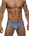  Striped Swimwear Mens Low Waist Swim Briefs Summer Pad Push Up Bathing Suit Fashion Male Sport Beach Surfing Swimsuit  