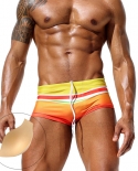  Rainbow Striped Gradient Mens Swimwear Quick Dry Swimming Trunks Sport Bathing Suit Male Summer Beach Surf Board Shorts