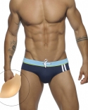  Low Waist Swimwear Men Striped Bathing Suit Summer Quick Dry Swim Briefs Fashion Male Sport Pad Push Up Beach Surf Trun