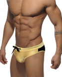  Mens Swimwear Nylon Quick Dry Breathable Gold Bright Low Waist Swim Briefs Fashion Male Sport Beach Surfing Bathing Su