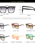 Square Sunglasses Women 2022 Vintage Brand Oversized Tf Sunglasses Women Gradient Black Sunglasses Women Men  S Oculos 