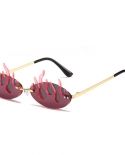 New Steam Punk Sunglasses 2022 For Men Women Hip Hop Flame Dual Lens Irregular Shaped Sunglasses Rimless Uv400